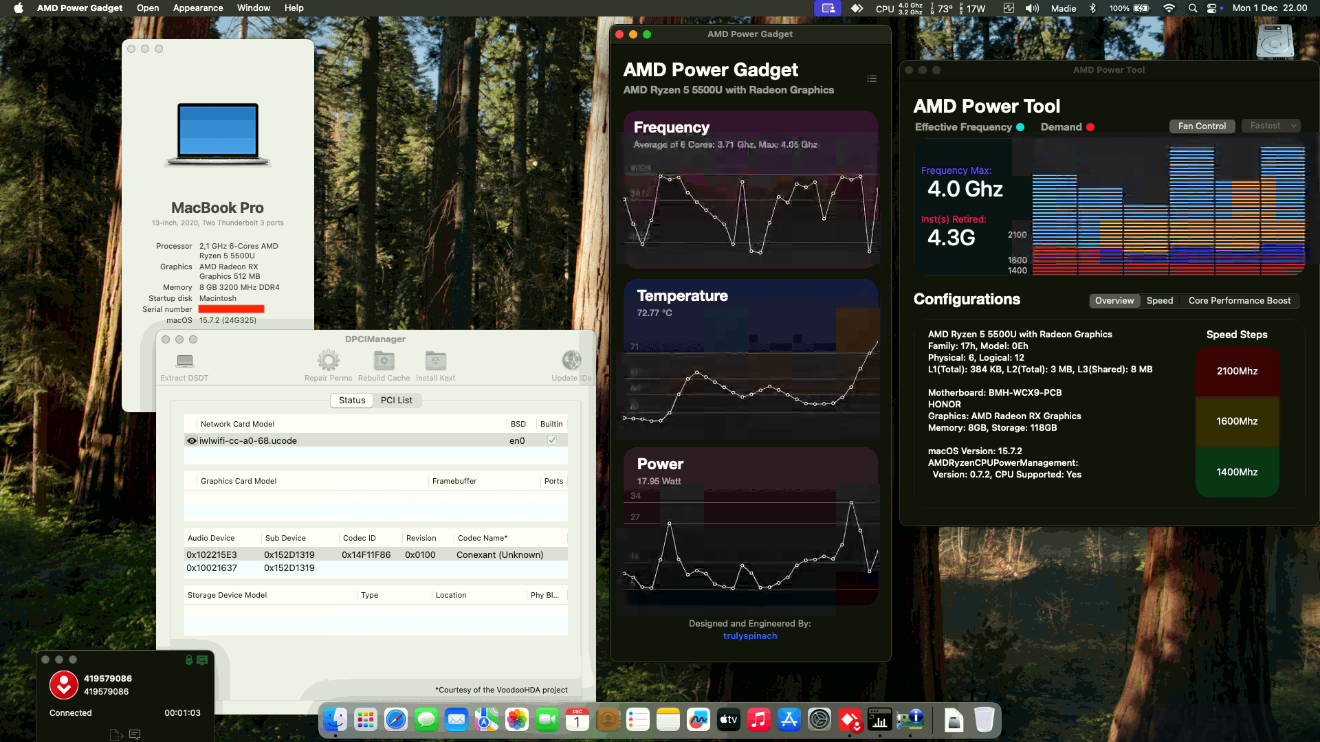 Success Hackintosh macOS Sequoia 15.7.2 Build 24G325 in Honor MagicBook 5 BMH-WDQ9HN